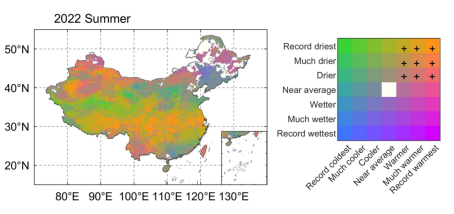 图1. 2022年夏季不同气候类型的空间分布。